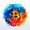 Colorful Bitcoin Sign With Polygon Shapes - Impressionistic Art