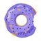 Colorful bitten donut on white background