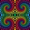 Colorful and Black Swirls of the Rectangles Radial Expanding from the Center. Optical Illusion of Depth and Volume