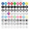 Colorful & black & white shading Social media icons set of facebook twitter instagram pinterest whatsapp