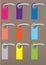 Colorful blank door hangers on door knobs