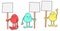Colorful Blob Ball Characters Angry Protest Vector Illustration