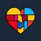 Colorful Blocks Heart Icon: A Vibrant American Pale Ale Logo Of Love