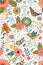 Colorful blooming flowers seamless pattern