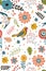 Colorful blooming flowers seamless pattern