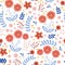 Colorful blooming flowers seamless pattern