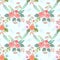 Colorful blossom flowers vector design seamless pattern