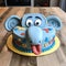 Colorful Blue Elephant Cake On Wooden Table