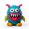 Colorful Blue Monster Knitted Plush Toy With Exaggerated Facial Expressions