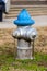 Colorful Blue and Silver Fire Hydrant used for supplying water