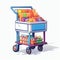 Colorful Blue Toy Cart: A Candycore Masonry Construction With Ambitious Pencil Art Illustrations