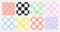 Colorful blurred checker board square seamless pattern set
