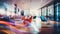 colorful blurred commercial office interior