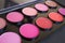 Colorful blush set. Professional cosmetics.