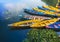 Colorful Boats in Begnas Lake with morning light