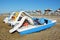Colorful boats on Eraclea beach, Italy