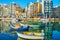 Colorful boats in Spinola Bay harbor, St Julian`s, Malta