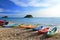 Colorful boats on the tropical beach.