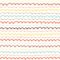 Colorful Boho Embroidery Needlework Vector Seamless Pattern. Hand Drawn Tribal Scalloped Edge Stitches Print