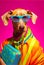 Colorful bold fashion model dog