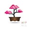 Colorful of Bonsai tree, silhouette of bonsai, Detailed image, Vector illustration.