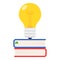 Colorful Books and Idea Light Bulb Flat Icon