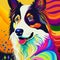 Colorful Border Collie Pedigree Dog Portrait