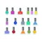 Colorful bottle containers for stylish manicure and pedicure.