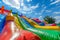 Colorful bounce slide for children entertainment in backyard