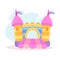 Colorful Bouncy Castle with Trampoline on Playground Vector Illustration