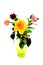 Colorful bouqet of roses in green vase