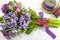 Colorful bouquet with spring wild hyacints and another meadow f