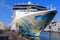 Colorful bow of the cruise liner `Explorer Dream`