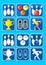 Colorful Bowling Icons Set