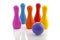 Colorful bowling pins and ball