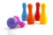 Colorful bowling pins and ball