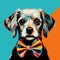 Colorful Bowtie Dog: A Pop-art Fusion Inspired By Andy Warhol