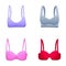 Colorful bra icons set cartoon vector. Female underwear style