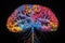 Colorful brain illustration, cognitive science, educational psychology, learning neuroscience neurogenesis, thinking brain, memory