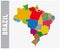 Colorful Brazil administrative and political map