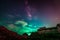 Colorful breathtaking northern lights in the sky