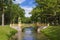 Colorful bridge in the Chinese style in the Alexander Park of Tsarskoye Selo