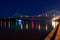 Colorful bridge over Dnipro river