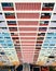 Colorful and bright apartment building balconies with many colors