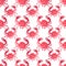 Colorful bright beautiful lovely summer sea tasty delicious pattern of red crabs watercolor hand illustration