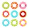 Colorful and bright cartoon inflatable swimming sea beach or pool equipment collection ball, cute toy rings and