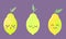Colorful, bright, cute set with kawaii lemons