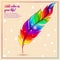 Colorful bright feather with lights rainbow