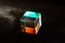 Colorful bright glass prism cube  Refracting light in vivid rainbow colors