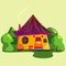 the colorful bright magic little isolated house